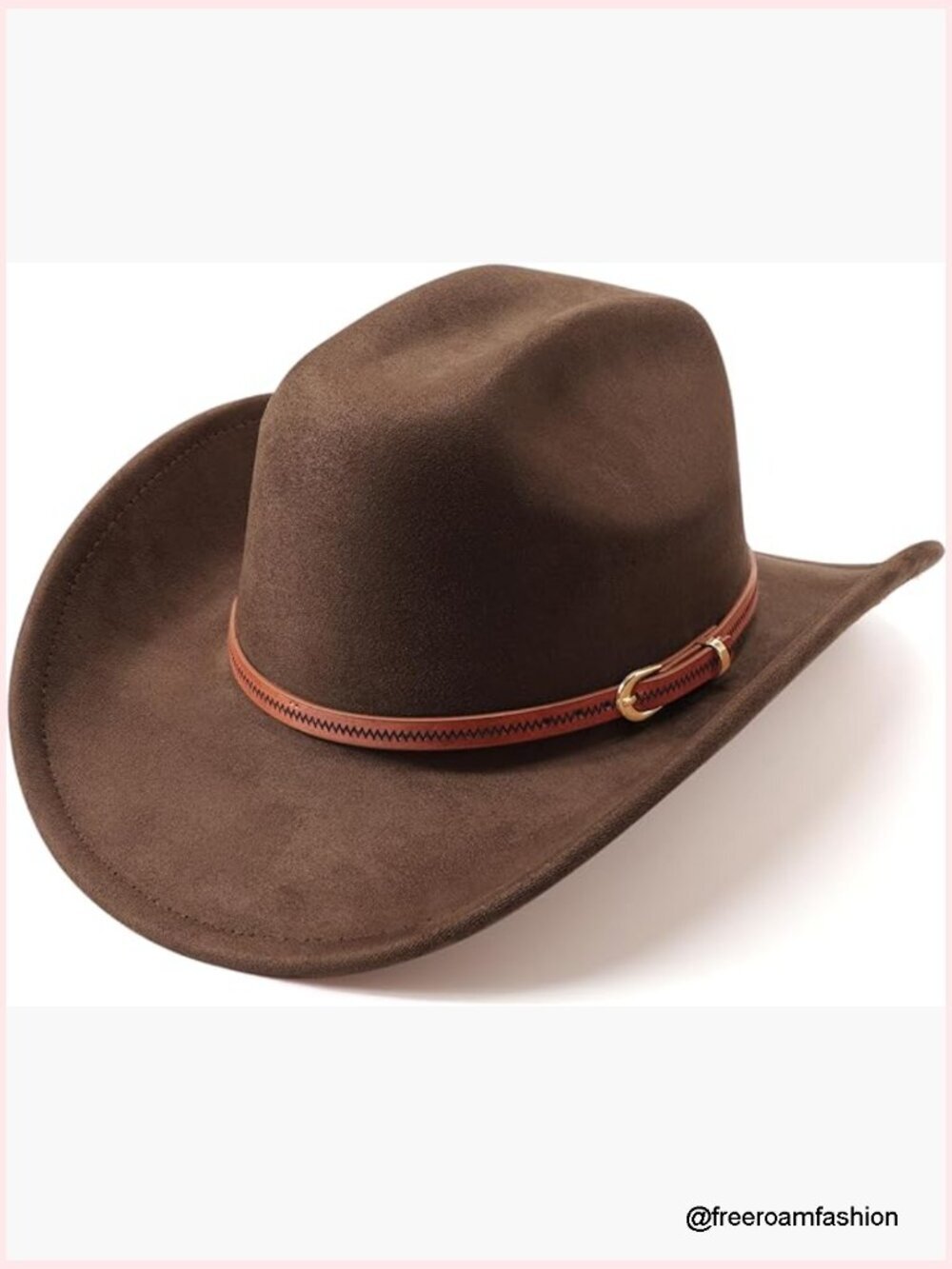 Classic Felt Wide Brim Cowboy Hat with Belt Buckle